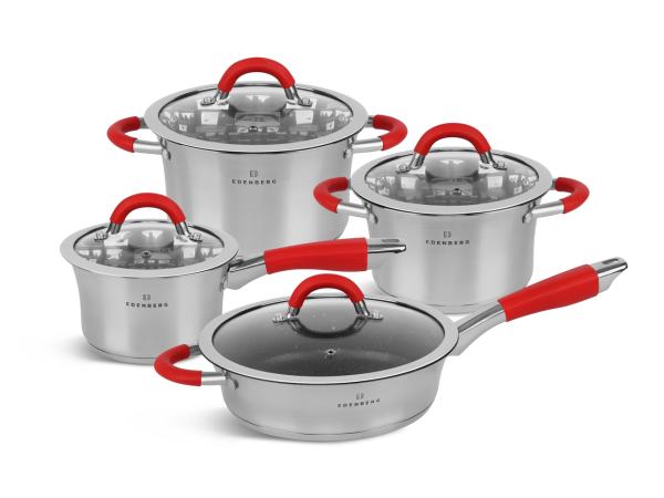 Pannenset - RVS - 8 delig - Sandwichbodem