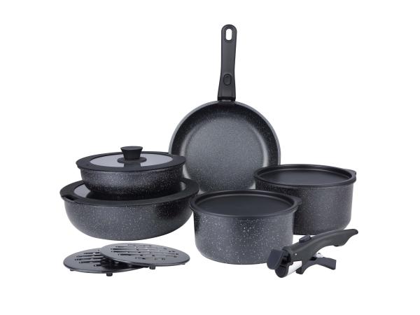 Pannenset 13-delig – Antiaanbaklaag – Afneembare Handgrepen