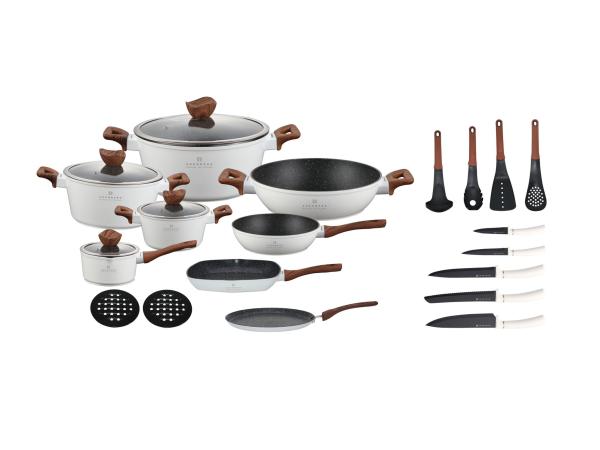 Edënbërg Pannenset Keramisch-Marmer – 23-delig –Keukengerei