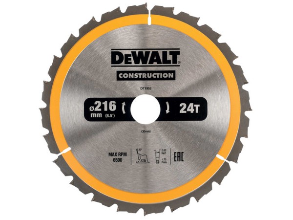 DeWALT cirkelzaagblad 216x30mm 24T