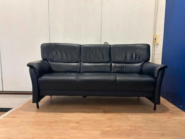 Donkere leren 3 persoons bankstel