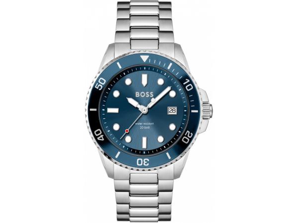 Hugo Boss Horloge Ace Zilver/Blauw 43mm