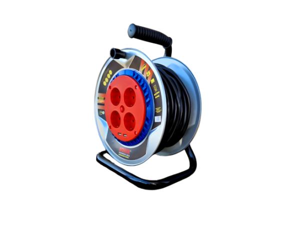 Kabelhaspel met USB 4 Stopcontacten 3x2,5mm 25 Meter