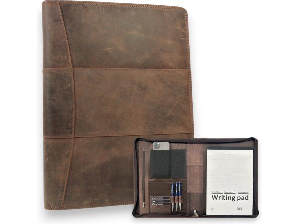 Safekeepers Leren Schrijfmap -  Uitneembare Ringband A4