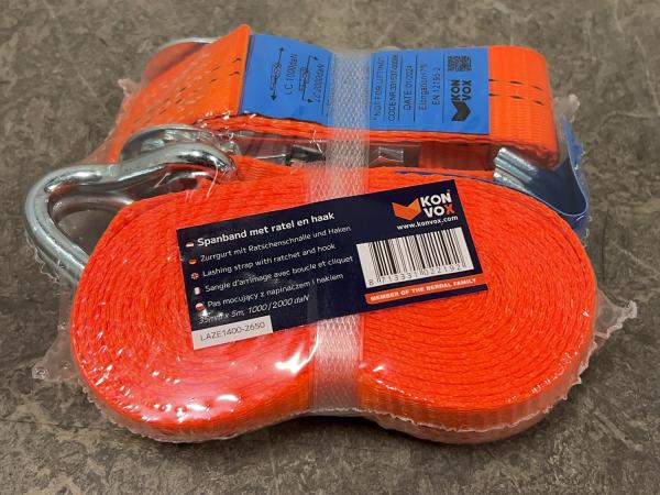 12x Konvox spanband met ratel en haak 35mm x 5m