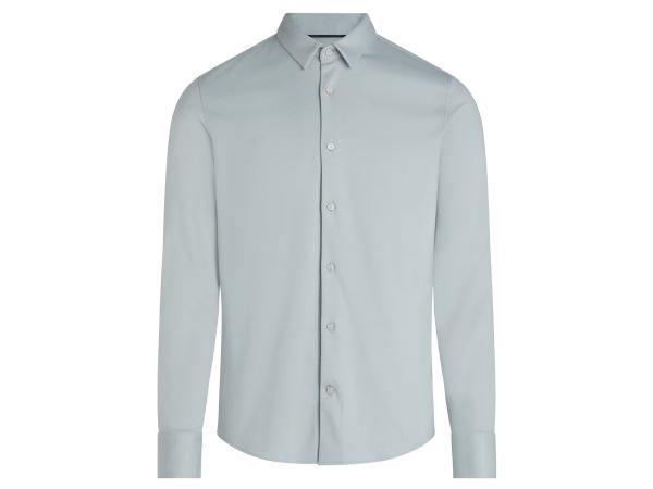 Calvin Klein Smooth Cotton Slim Overhemd Slate Gray - S