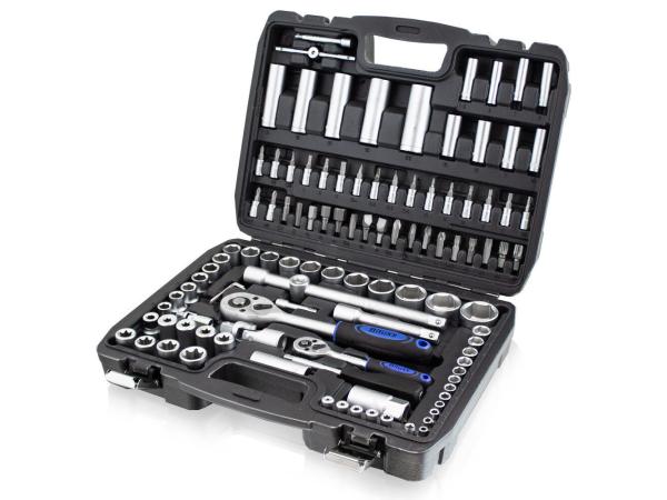 Dopsleutelset - Met ratels - 108-delig - Zwart