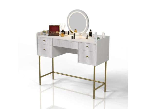 Kaptafel Samira - Incl. Spiegel en LED - Wit