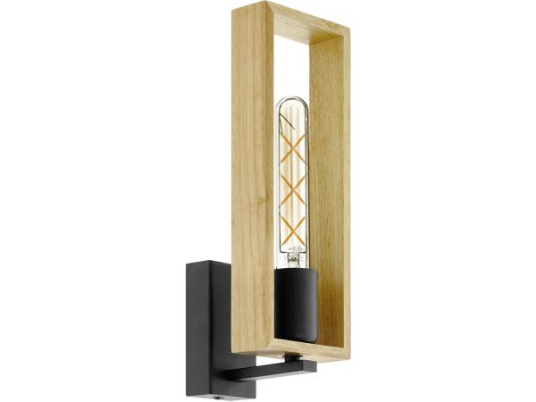 EGLO Littleton - Wandlamp - E27 - Zwart/Hout