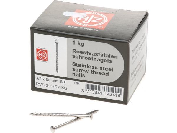 HJZ screw nails 3.9x65 BK stainless steel A2 (1 KG)