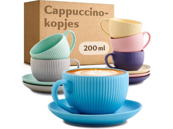 Cosumy Cappuccinokopjes met handvat 200ml - Set van 6