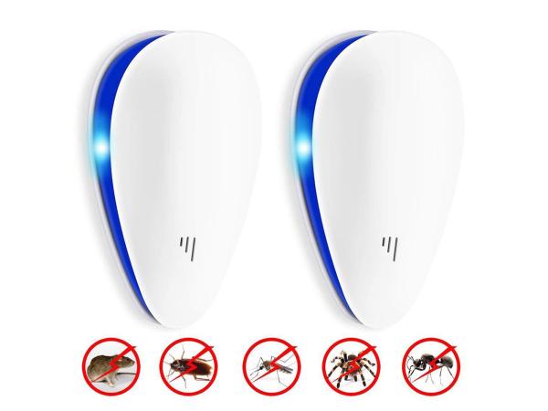 Ultrasone ongedierte bestrijders set van 2 stuks wit