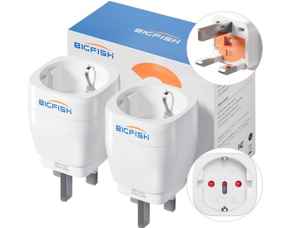 5X Bigfish UK Adapter England Germany Box 2 PCS
