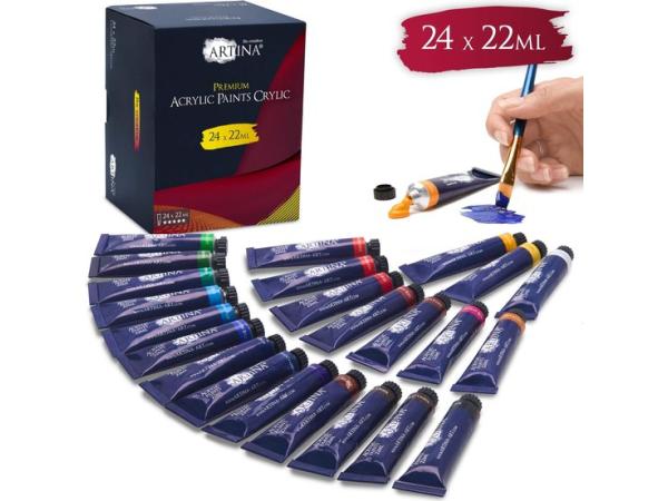 Artina Acrylverf Set 24 Tubes à 22ml - Premium Acrylverfen
