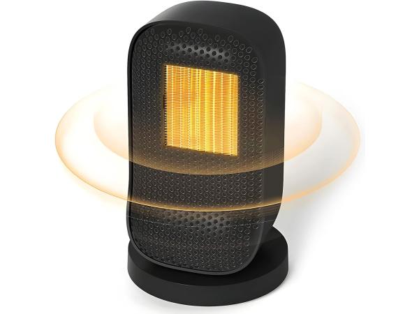 Keramische Elektrische Kachel 600W – Roterend – Zwart