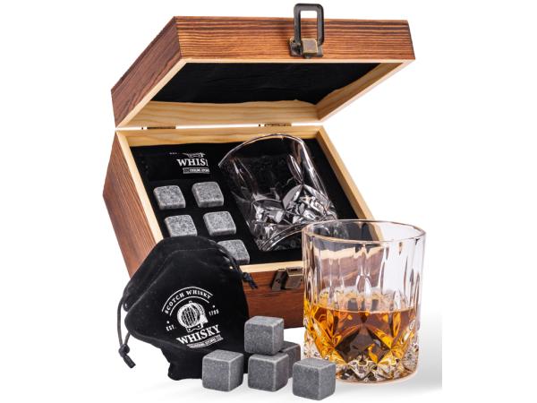 Whisky set met 6 Koelstenen &amp; Whiskey Glas