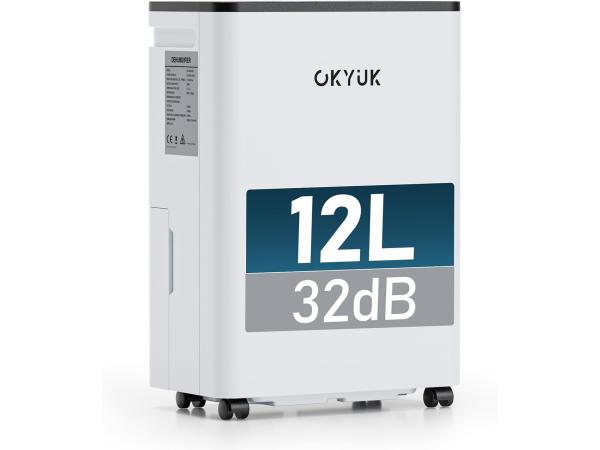 OKYUK Elektrische luchtontvochtiger - 12L - 60 m²