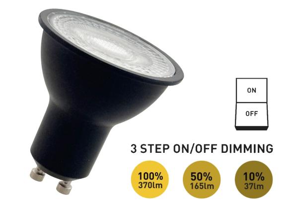 50x 4.9W GU10 LED Spot Aan/Uit dimming met lens 4000K zwart