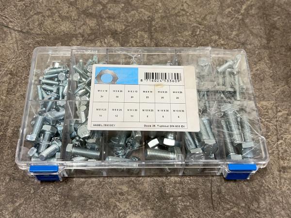 2x Galvanized hex bolt assortment box