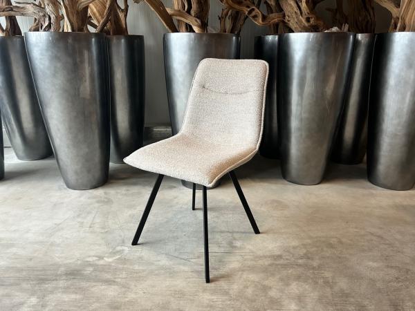 Chair Nora (set of 8) Fabric - Boucle - Cream - Natural