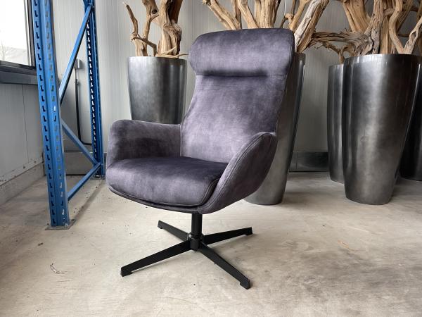 Swivel armchair Vienna - Velvet - Grey - anthracite
