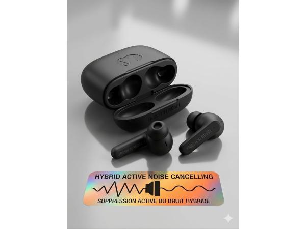Fresh 'n Rebel Hybrid Active Noise Canceling Earbuds Zwart
