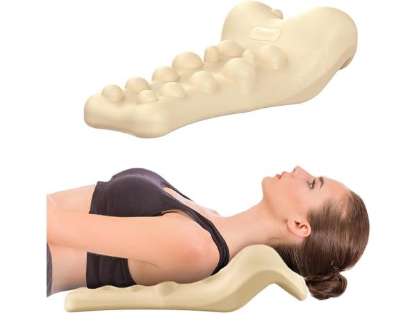 Neck and shoulder relaxer with massage tip for the upper back,