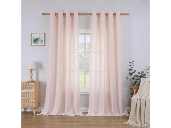 CUCRAF linen curtain, with rings, 140 x 245 cm old pink