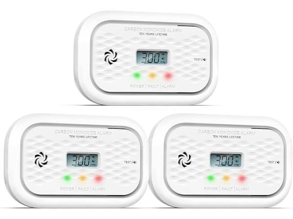 Pack of 3 carbon monoxide detectors