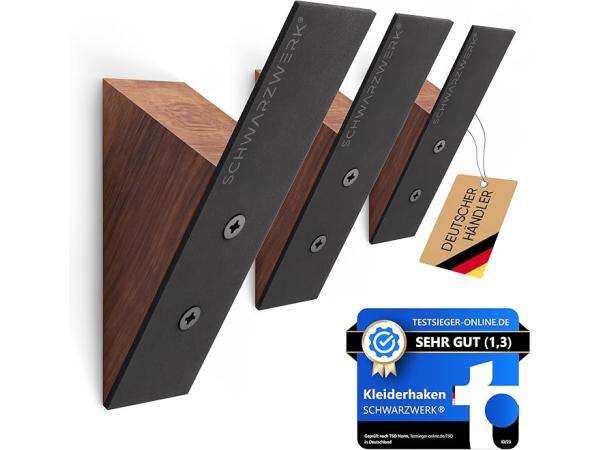 2x pack of 3 SCHWARZWERK wall hooks