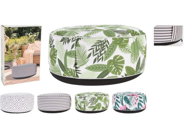 2x Opblaasbare Poef – Ø55 cm – Polyester – Assorti Dessins