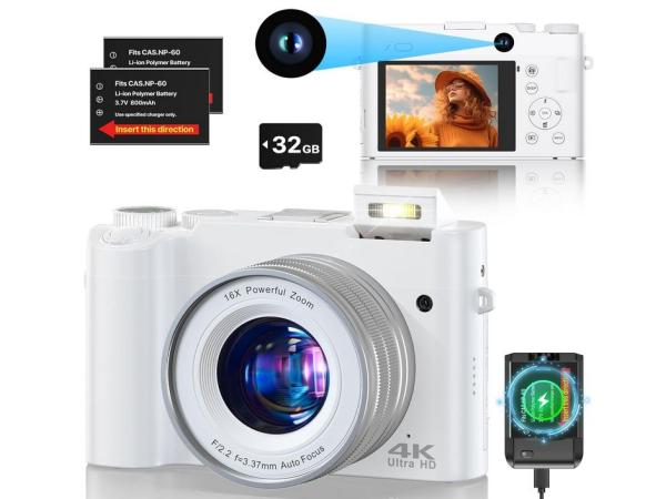 4K Digital vlog Camera 64MP with Auto Focus