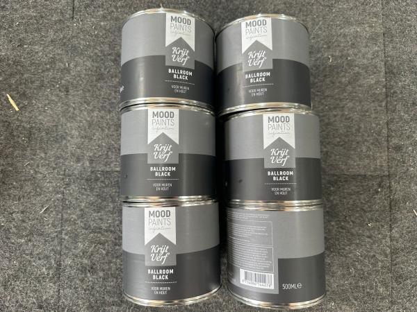 6x Moodpaints chalk paint Ballroom Black 0.5L