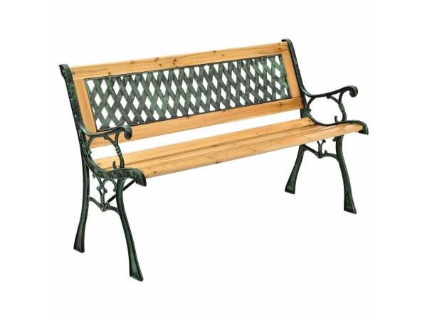 2-seater garden bench - Pisa diamond pattern - aspen wood cast iron