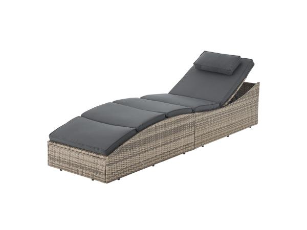 Lounger / Sun Lounger Lamia - Light Grey - Poly Rattan