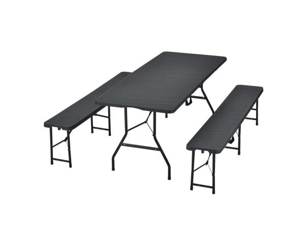 Beer table / beer bench / beer set - Plastic / Rattan - 3-piece