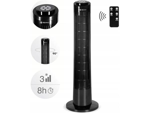 2x Tower fan with remote control TV-O778, black
