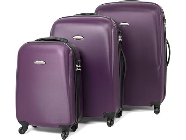 Luggage suitcase set, purple, set of 3 (S, M & L)