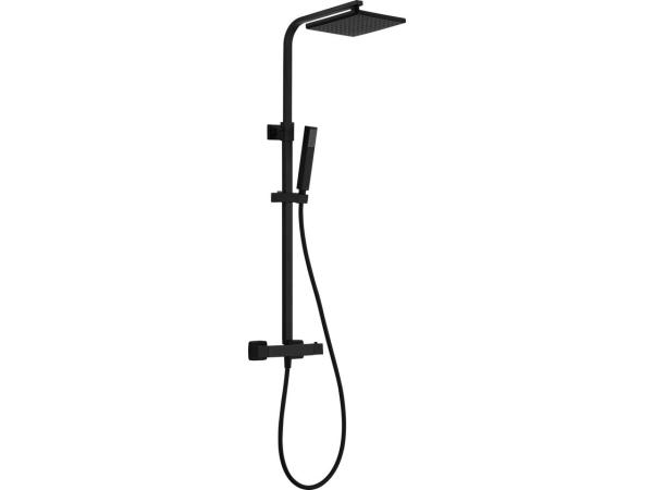 Rain Shower System with Thermostatic Mixer Tap Square Matte Black