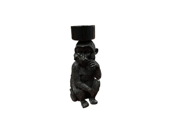 Tealight Holder Monkey Black 15x22.5 cm