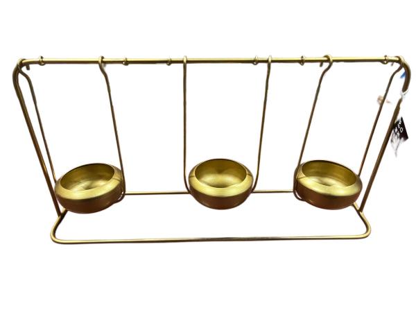 Stand with three tealight holders, gold