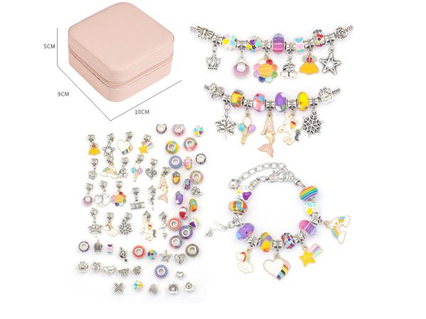 DIY bracelet set for kids - rainbow beads and charms