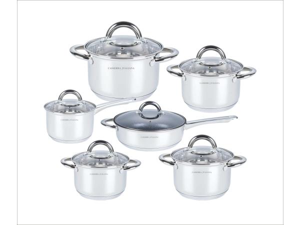 Casserra Italiana Luxe Pannenset 12-delig – 5-Laags Bodem