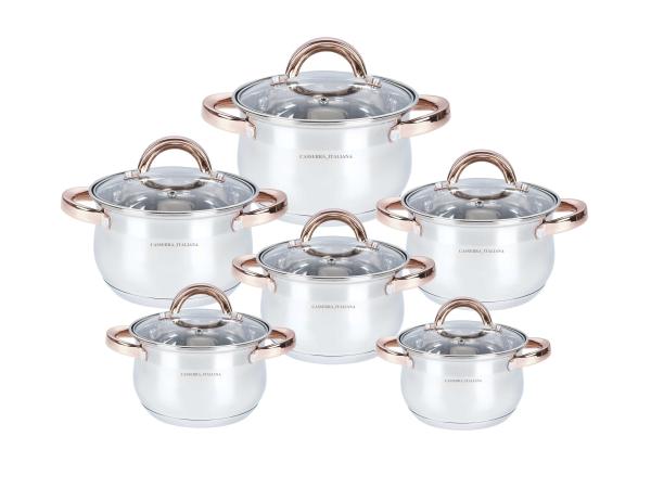 Casserra Italiana Luxe Pannenset 12-delig – 5-Laags Bodem