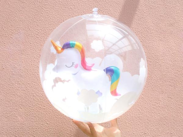 Beach ball with unicorn - 3D
