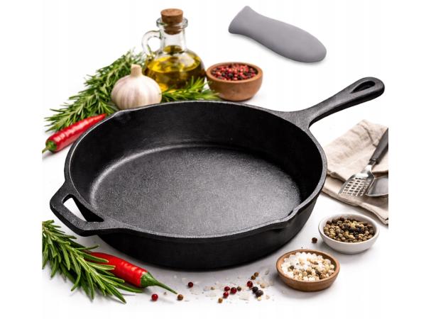 Gietijzeren Koekenpan 31 cm – Inclusief Siliconen Handgreep 