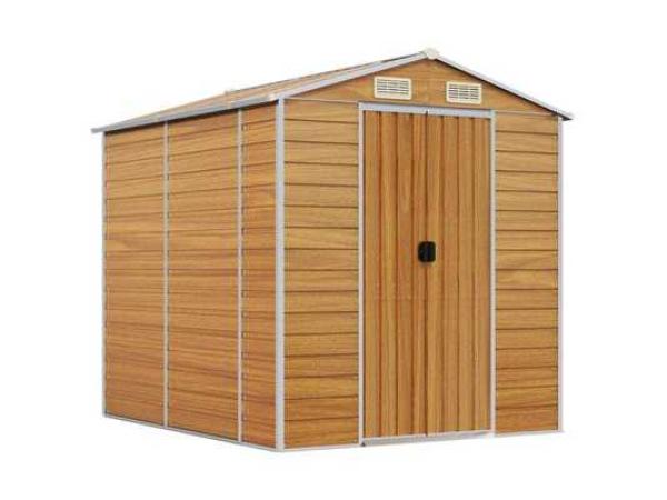 VidaXL metalen tuinschuur houtlook 215x191x198cm