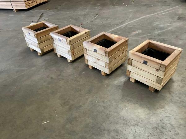 4x Garlux vuren bloembak geïmpregneerd 30x30x28cm