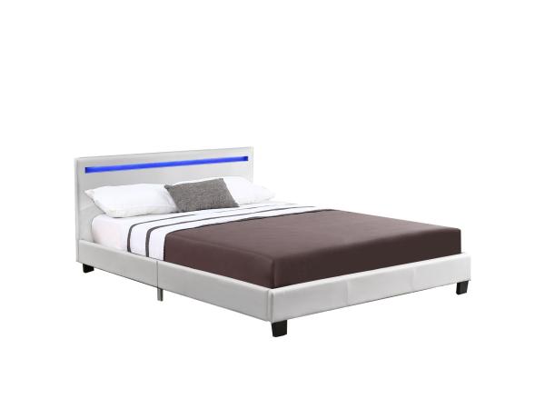 Gestoffeerd bed Verona - 120 x 200 cm - Wit - LED Verlichtin