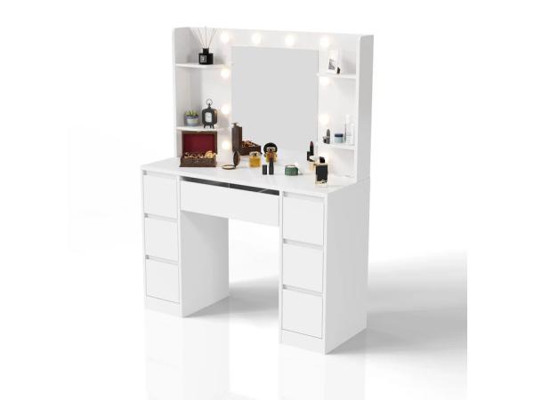 Kaptafel / Schminktafel Malia - Incl. Spiegel en LED - Wit